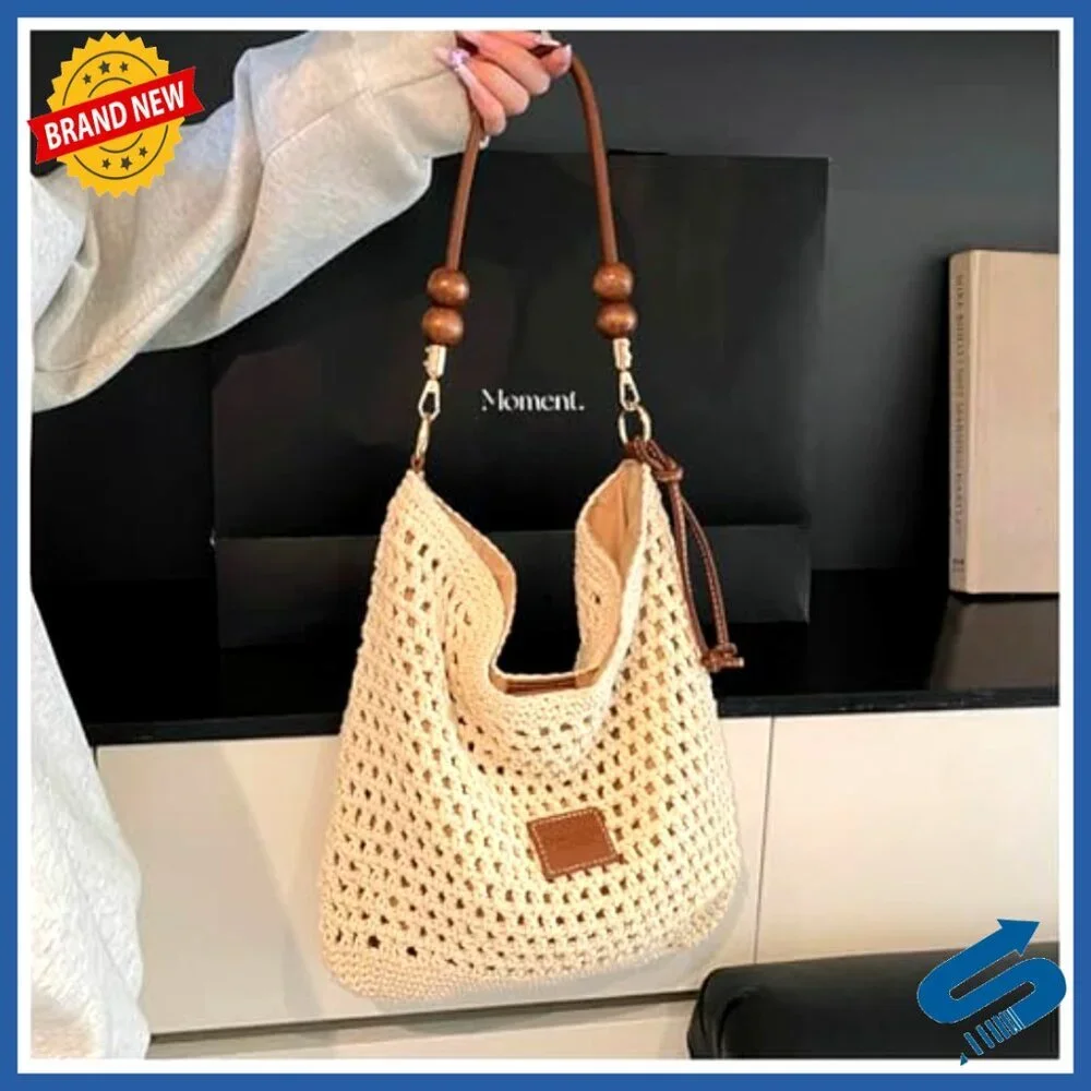 Straw Hobo Bag Vintage Boho Shoulder Tote Crossbody Purse Travel Beach